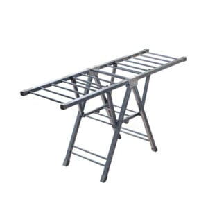 Wing-Type Foldable Floor Clothes Drying Rack（Silver）