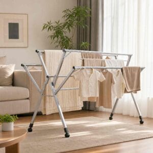 Galvanized Iron 5 Bar Clothes Rack with Adjustable Sizes for Home Use
